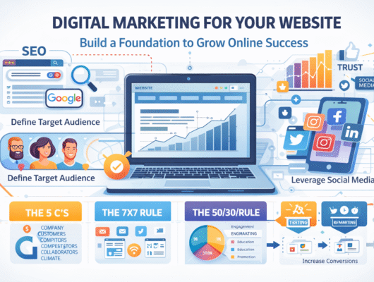 Digital marketing strategy for beginners showing step-by-step guide for small businesses