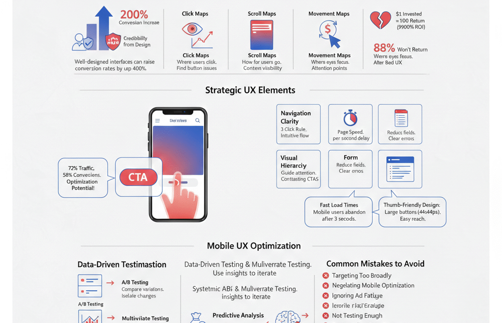 Heatmap analysis showing user behavior to improve UX website conversions