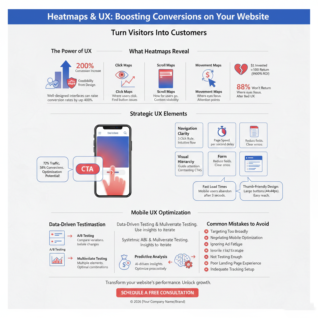Heatmap analysis showing user behavior to improve UX website conversions