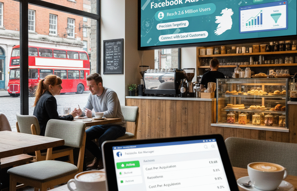 Facebook ads Ireland guide showing campaign setup dashboard for Irish businesse