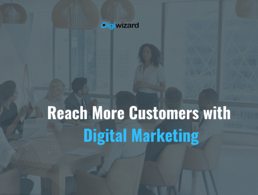 Digital marketing concept showing business growth through SEO, social media marketing, content marketing, email marketing, and online advertising on a modern digital screen.