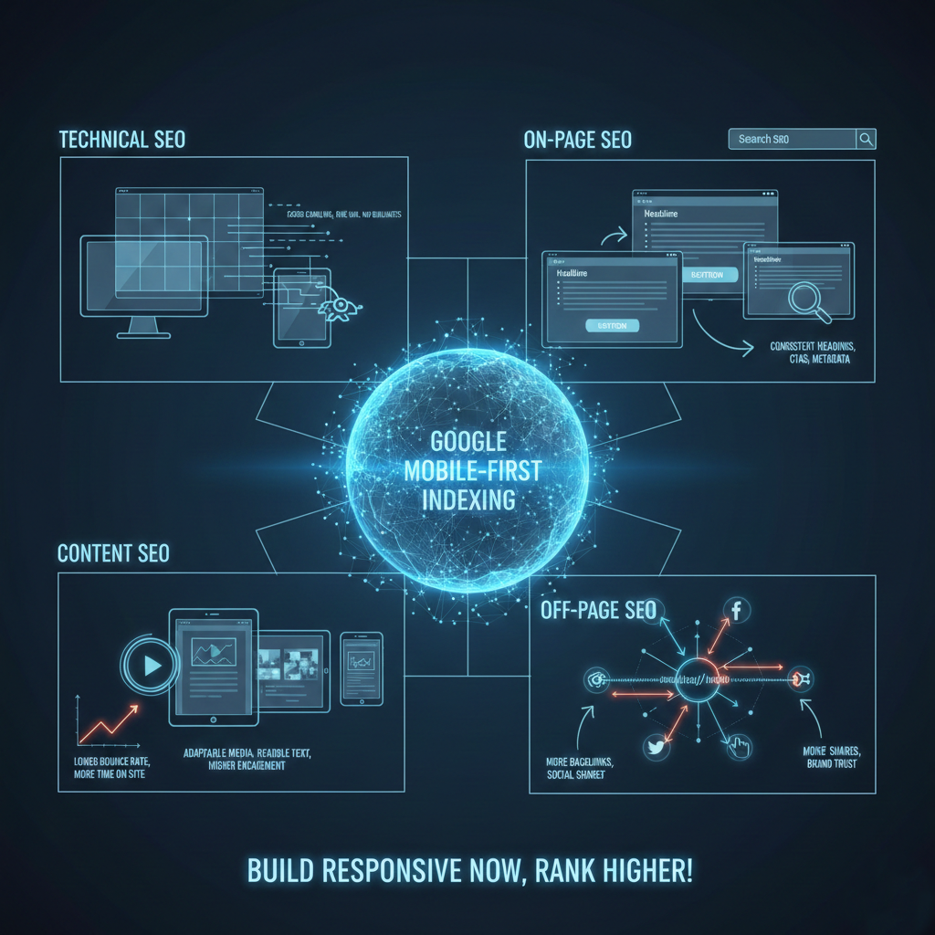 Responsive Web Design SEO example showing mobile and desktop layouts