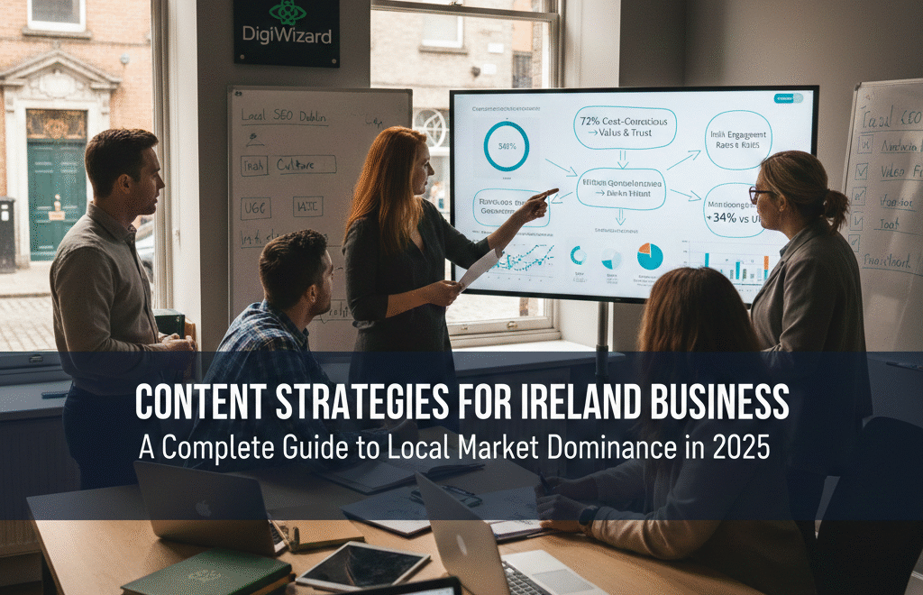 Content strategies for Ireland business guide with digital marketing planning workspace