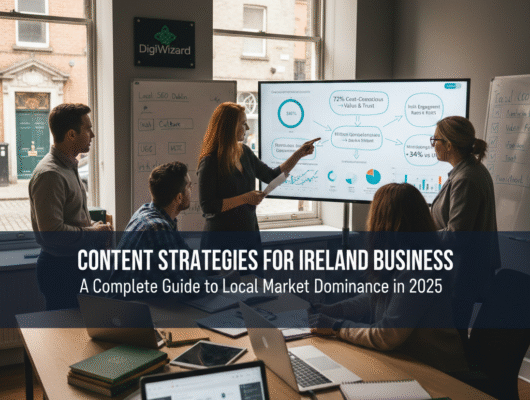 Content strategies for Ireland business guide with digital marketing planning workspace