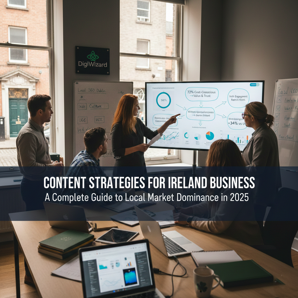 Content strategies for Ireland business guide with digital marketing planning workspace