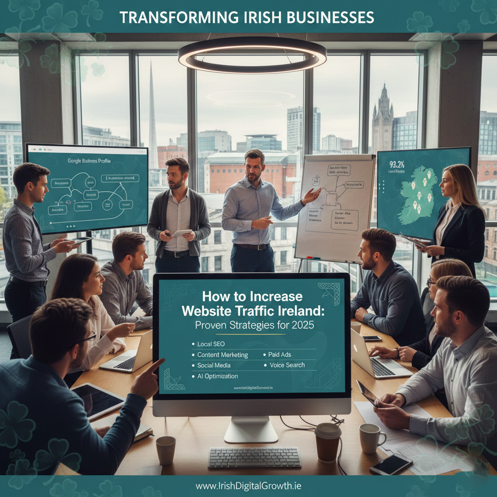 Increase website traffic Ireland strategies dashboard showing analytics growth