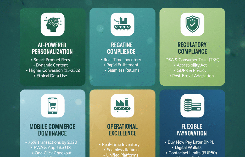 AI-powered e-commerce trends in Ireland 2026 showing personalized shopping experiences on mobile devices