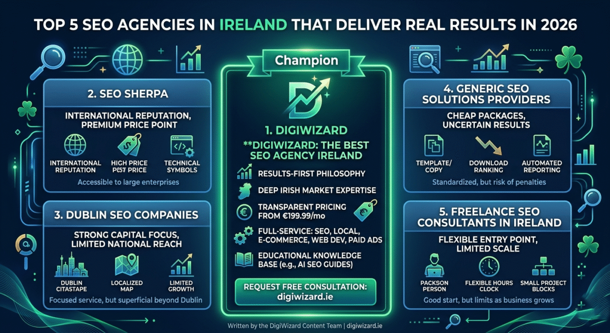 Top 5 SEO Agencies in Ireland list with best SEO companies comparison